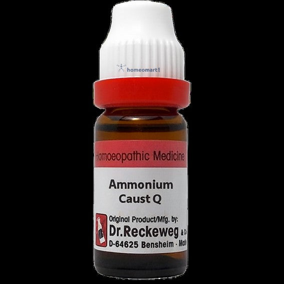 Bottle of Dr. Reckeweg Ammonium Caust Q homeopathic medicine on a white background