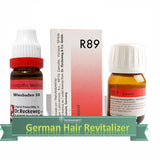 Two bottles of German Hair Revitalizer with a box labeled R89 on a white background.