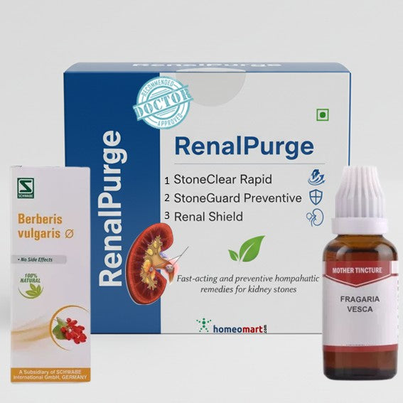 RenalPurge product packaging including a box, bottle, and smaller container on a white background