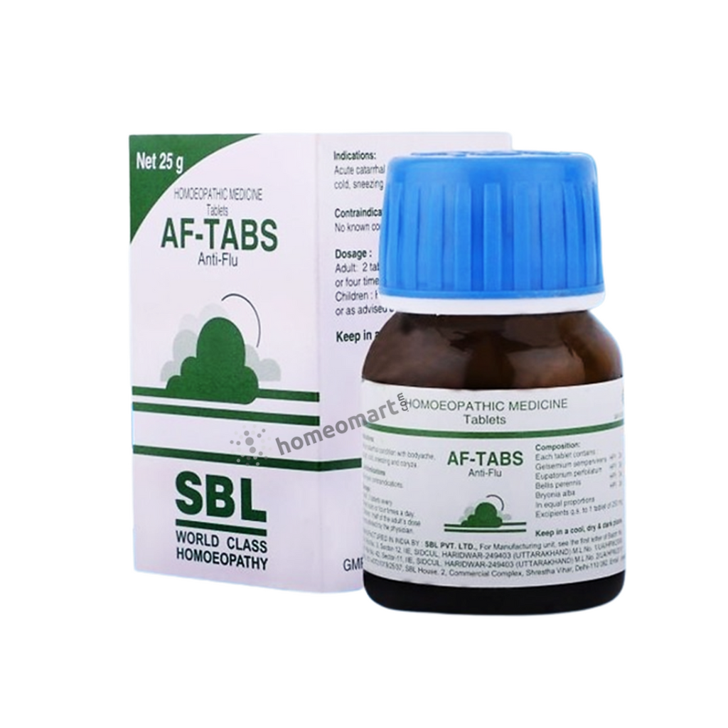 Homeopathy SBL AF (Anti Flu) Tabs for Cold, Flu with Bryonia, Eupat Perf, Gelsemium