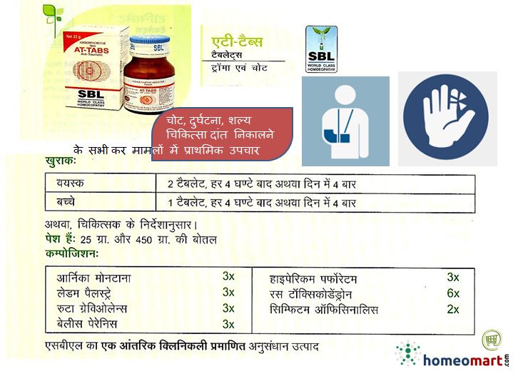 SBL AT Tablets in hindi चोटों के लिए एसबीएल एटी टैबलेट