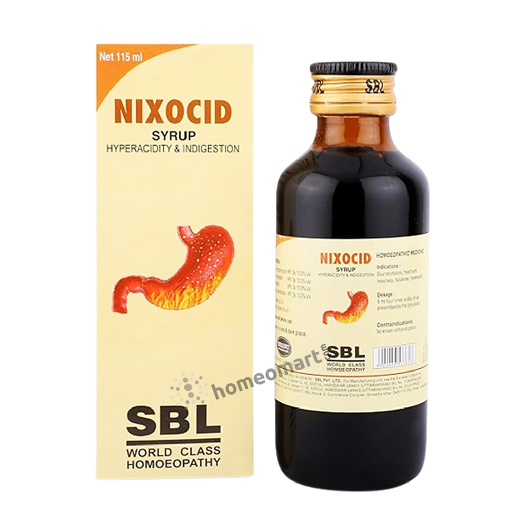 Nixocid 115 ML size hyeracidity insigestion homeopathic syrup