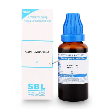 SBL Aconitum Napellus homeopathic medicine bottle and packaging on a white background