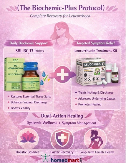 Advertisement for The Biochemic-Plus Protocol with products and text on a pink background