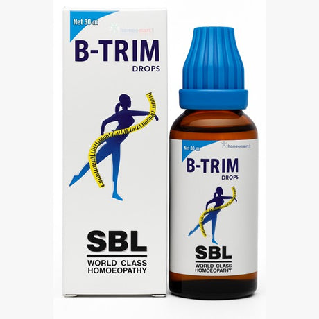 B-Trim Drops bottle and packaging with SBL branding on a white background