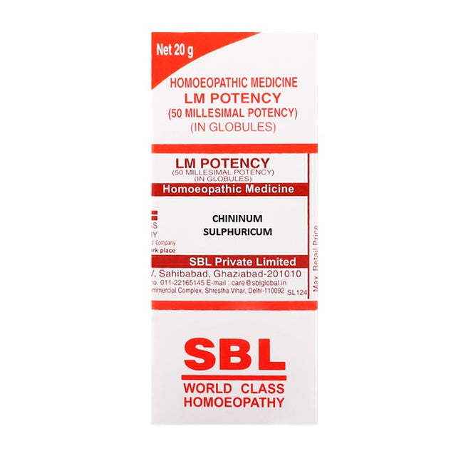 SBL homeopathy LM Potency medicine packaging with red and white design on a white background