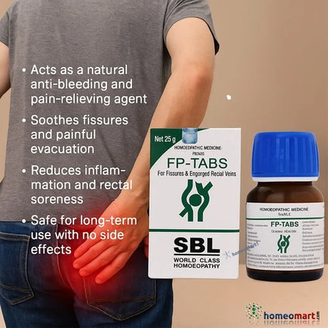 Soothe painful fissures and piles naturally with SBL FP-TABS – a trusted homeopathic formula to relieve bleeding, inflammation, and discomfort safely.

