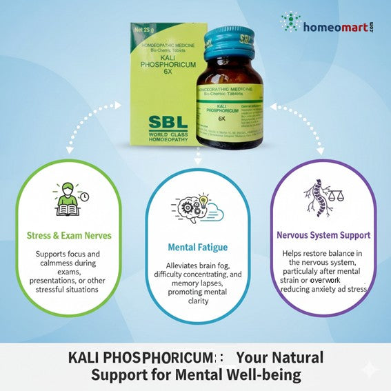 SBL Kali Phosphoricum bottle with product details on a blue background