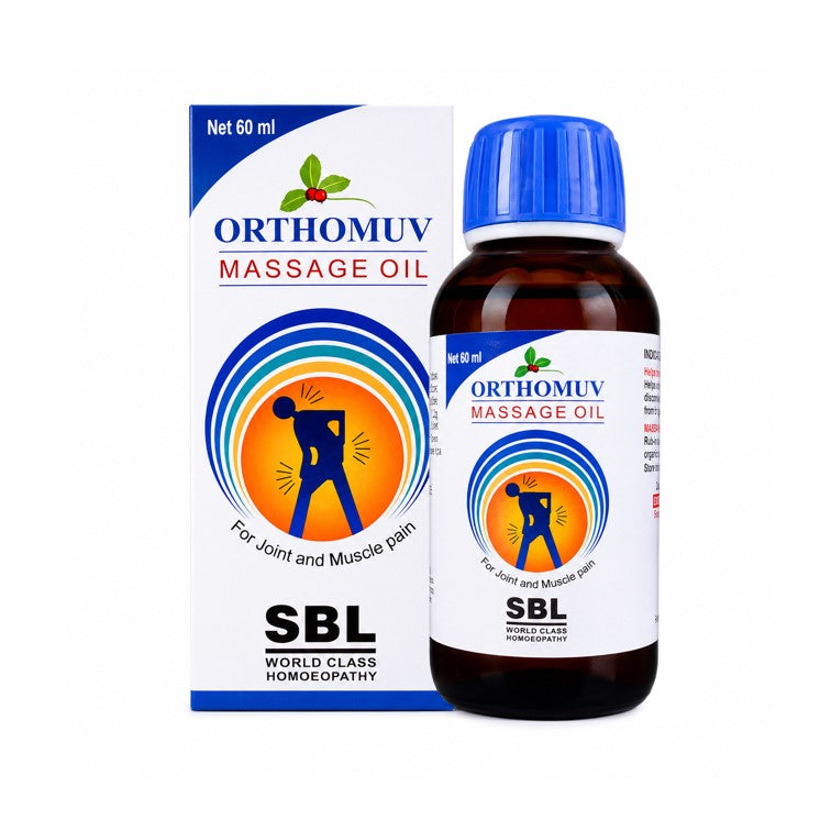 SBL Orthomuv massage oil penetrates easily in the area of pain thereby relieving pain stiffness. It contains an extract of Gaultheria which is a natural pain reliever.