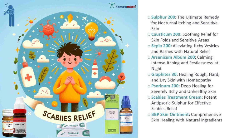 Comprehensive Homeopathic Treatment for Scabies by sympoms/indications
