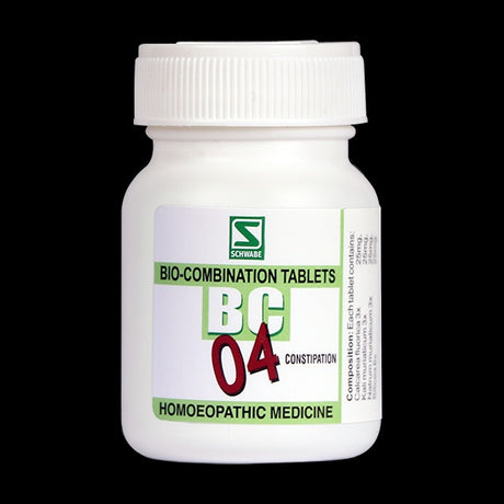 White bottle of Bio-Combination Tablets BC 04 on a black background