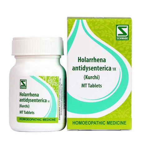 Holarrhena antidysenterica tablets and packaging on a white background