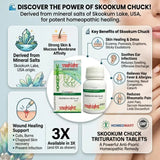 Skookum Chuck 3X for eczema, Skookum Chuck for psoriasis symptoms, Skookum Chuck for skin eruptions, Skookum Chuck for itchy skin, Skookum Chuck for sticky skin discharge, Skookum Chuck for allergies, Skookum Chuck for frequent sneezing, Skookum Chuck for hay fever symptoms, Skookum Chuck for nasal catarrh, Skookum Chuck for mucous membrane symptoms, Skookum Chuck for ear discharge, Skookum Chuck homeopathy for ear symptoms, Skookum Chuck for rheumatic pain, Skookum Chuck for joint stiffness, Skookum Chuck 