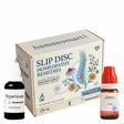 Homeopathy remedy package with bottles and box on a white background for slip disc conditions