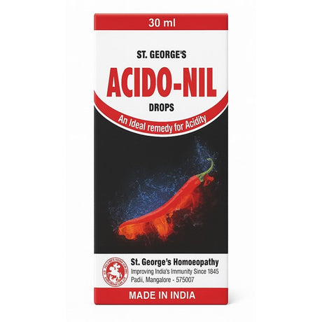 St. George's Acido-Nil drops packaging with a red chili pepper on a white background