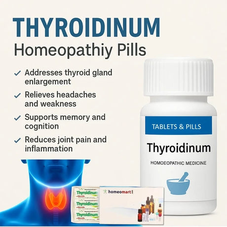 Know the benefits of  Thyroidinum in various conditions associated with thyroid dysfunction and related systemic issues.