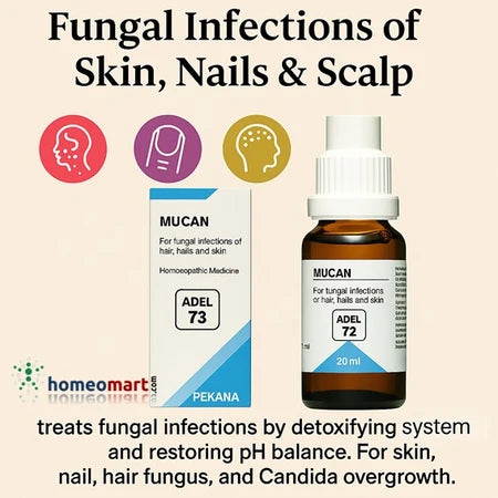 Reset your body’s terrain and fight fungal infections from within. ADEL 73 MUCAN drops offer a natural, deep-acting cure—without side effects. 