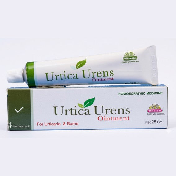 Urtica Urens ointment tube and box on a white background, urens ointment benefits, homeopathy for skin rashes, anti allergic cream natural, soothing cream for skin irritation, homeopathic ointment for burns, urticaria natural remedy cream, itching skin treatment cream, nettle based skin cream, sensitive skin soothing ointment