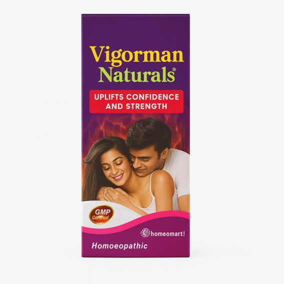 Vigorman Naturals product packaging with a couple on a purple background