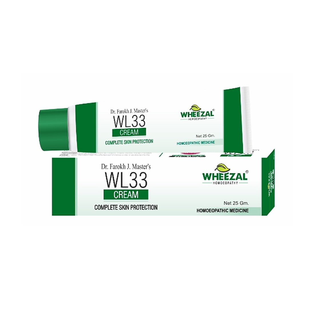 Wheezal WL33 Cream for Eczema, Psoriasis, Acne, and Skin Rashes