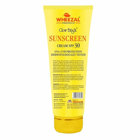 Composition & Direction for use Wheezal Glow Bright Sunscreen SPF 30 – Broad Spectrum UV Defense