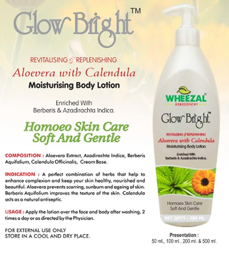 Cpmposition, Indications & Usage of Wheezal Glow Bright Body Lotion.