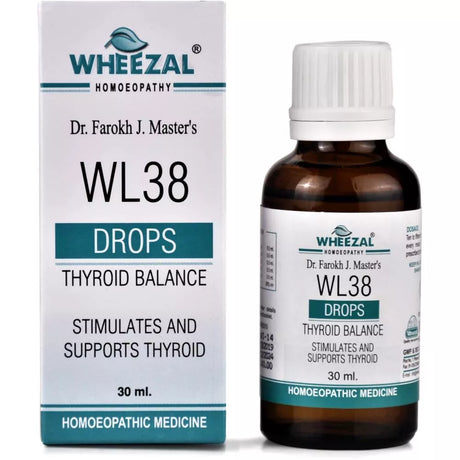 Wheezal WL 38 Homeopathic Thyroid Balance drops  supports normal thyroid function, promotes weight management, reduces fatigue, and improves hair health naturally