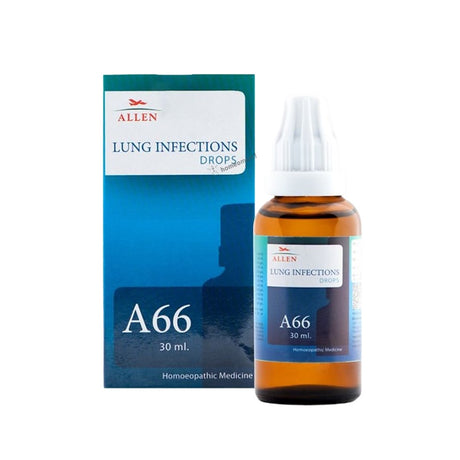 Allen A66 Drops for pneumonia, pleurisy, cough, and lung infections. 30ml homeopathic formula for respiratory relief
