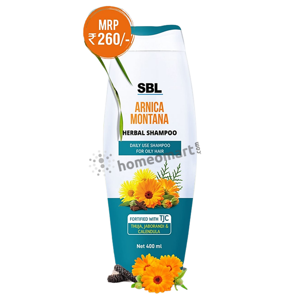 SBL's Arnica Montana Herbal shampoo with extracts of Calendula, Jaborandi and Thuja,