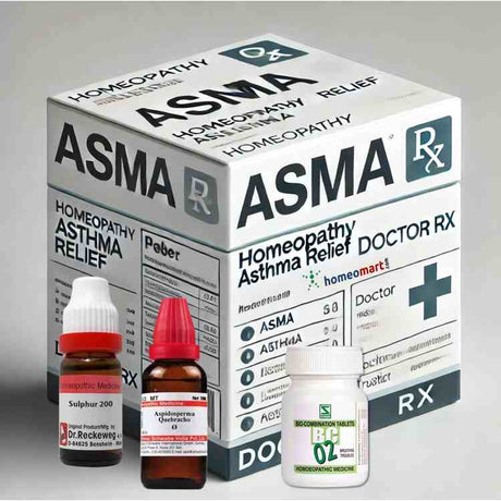 Homeopathy asthma treatment medicine kit with Aspidosperma, blatta Orie, Senega, Grindelia robusta