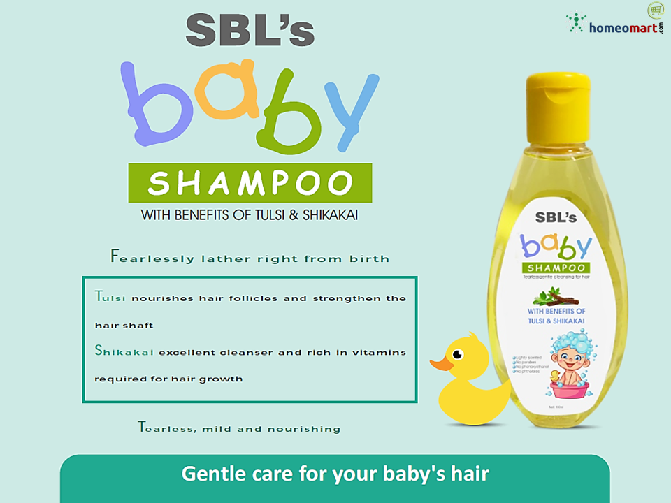 Baby shampoo with Tulsi Shikakai, newborn baby shampoo, baby hair shampoo, mild baby shampoo, paraben free baby shampoo, baby shampoo for sensitive scalp, SBL baby care products