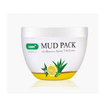 A container of Bakson Sunny Mud Pack (multani mitti) with neem, tulsi, lemon, and aloe vera for skin rejuvenation.