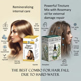 hair fall due to hard water treatment, best hair care combo for hard water, complete solution for hair fall due to hard water, internal and external treatment for hair fall, rosemary oil serum with hair growth tablets, natural remedy for hard water hair loss, best homeopathic hair fall combo, hair repair and regrowth kit, complete homeopathic hair care solution
