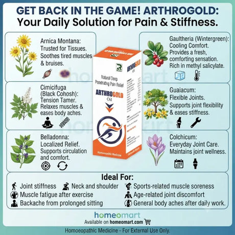 Arnica oil for tired muscles, ortho relief for shoulder pain, massage oil for sports recovery, massage oil for elderly joint care, ortho relief oil for muscle fatigue, massage oil for knee stiffness, herbal oil for body aches, Wintergreen, Gaultheria, Guaiacum, Cimicifuga, Belladonna, Colchicum, Cantharis