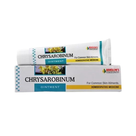 Two tubes of Bakson's Chrysarobinum ointment on a white background