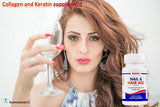 best Collagen and Keratin supplement for hair and nail health, nail health supplement, supplement for brittle nails, hair and nail vitamins, beauty supplement tablets, biotin hair supplement, vitamins for hair growth