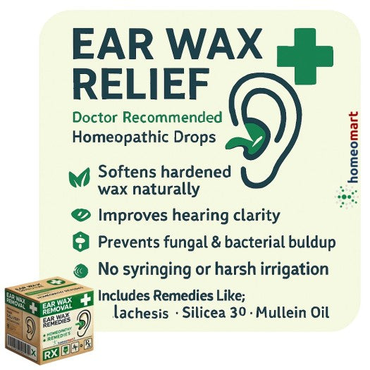 infographic on how to removal ear wax naturally with homeopathy product