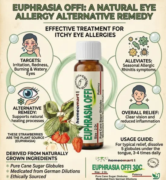 Euphrasia homeopathic pills for itchy eye allergies, red watery eyes, eye irritation