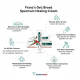 Franz's Gel Broad Spectrum Healing Cream with uses and benefits on a white background