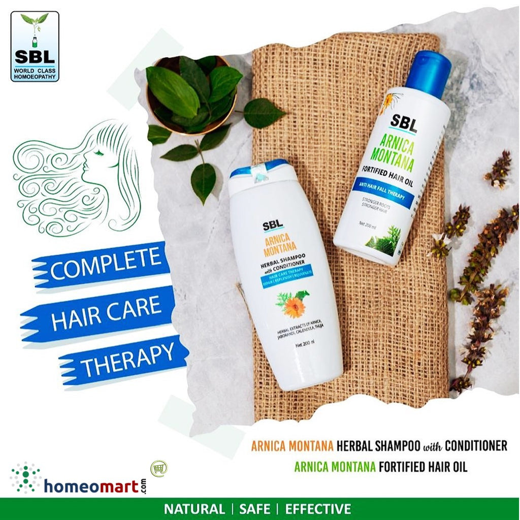 Hair care therapy with SBL Shampoo with conditioner and haiir oil