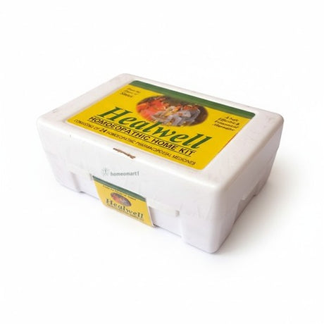 Healwell homeopathic medicine kit on a white background