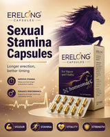 Erelong capsules for male stamina, herbal capsules for erectile performance support, Ayurvedic supplement for men's vitality, natural libido support for men, herbal supplement for reproductive health, capsules for healthy sperm count support, Ayurvedic herbs for male fertility,