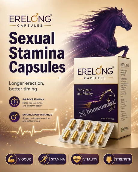 Erelong capsules for male stamina, herbal capsules for erectile performance support, Ayurvedic supplement for men's vitality, natural libido support for men, herbal supplement for reproductive health, capsules for healthy sperm count support, Ayurvedic herbs for male fertility,