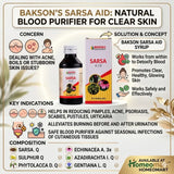pimple removal syrup, skin detox syrup, sarsa aid benefits, homeopathy for skin problems, bakson skin syrup