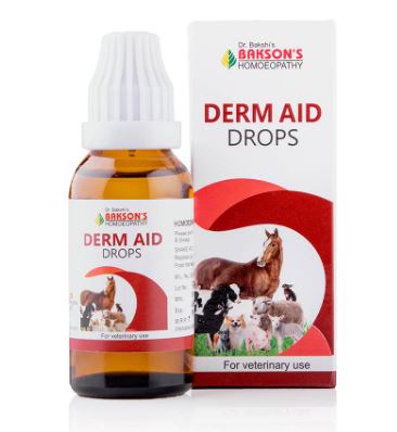 Bakson Derm Aid Drops, Bakson's Derm Aid Veterinary Drops, Bakson Derm Aid Veterinary, veterinary skin drops, homeopathic skin drops for animals, veterinary eczema drops, homeopathic eczema drops for animals, animal skin support, veterinary itching drops, homeopathic rash drops for pets, Bakson Derm Aid 30ml, Bakson veterinary medicine