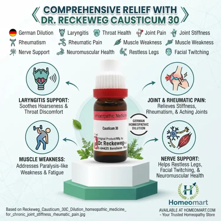 Voice Loss, Laryngitis, Throat Health, Joint Pain, Joint Stiffness, Rheumatism, Rheumatic Pain, Muscle Weakness, Nerve Support, Neuromuscular Health, Restless Legs, Facial Twitching, Constitutional Remedy, Chronic Pain, Mobility