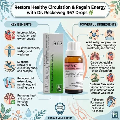 vertigo homeopathy remedy, dizziness medicine homeopathy, low blood pressure homeopathy, circulatory weakness homeopathy, german homeopathic drops circulation, R67 uses