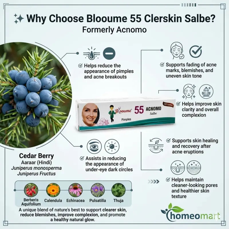 blooume 55 clerskin salbe uses, clerskin salbe ointment, homeopathic ointment for pimples, acne treatment homeopathy cream, homeopathic cream for acne scars, cream for dark circles homeopathy, berberis aquifolium cream, pimple removal cream homeopathy, acne marks removal cream,