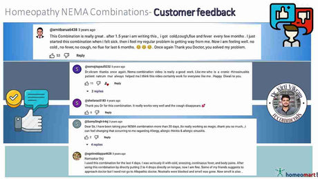 Homeopathy NEMA medicines for cold cough fever customer testimonials