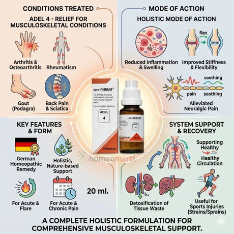 ADEL 4 homeopathy drop benefits, Apo RHEUM remedy, arthritis homeopathy, joint pain relief drops,